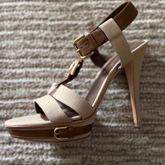 Gianvito Rossi Sz 39 Platform Sandal Canvas Leather - Orig $895.00 Made in Italy - Picture 2 of 8